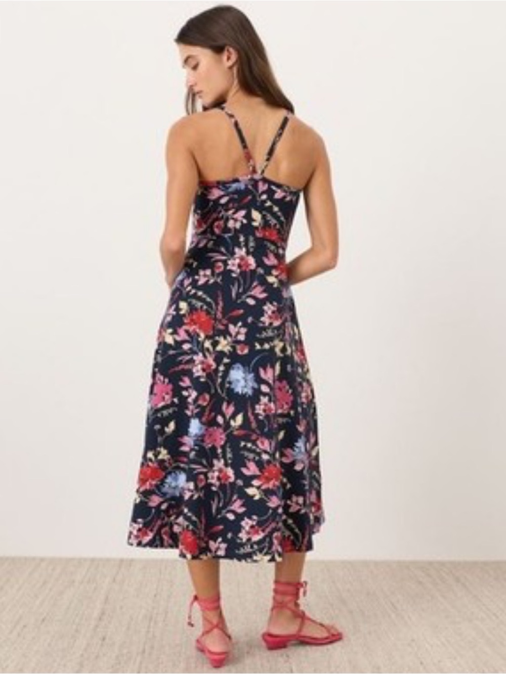 Pact organic cotton Floral fit and flare Midi Dress in day spring blooms. - Picture 5 of 11